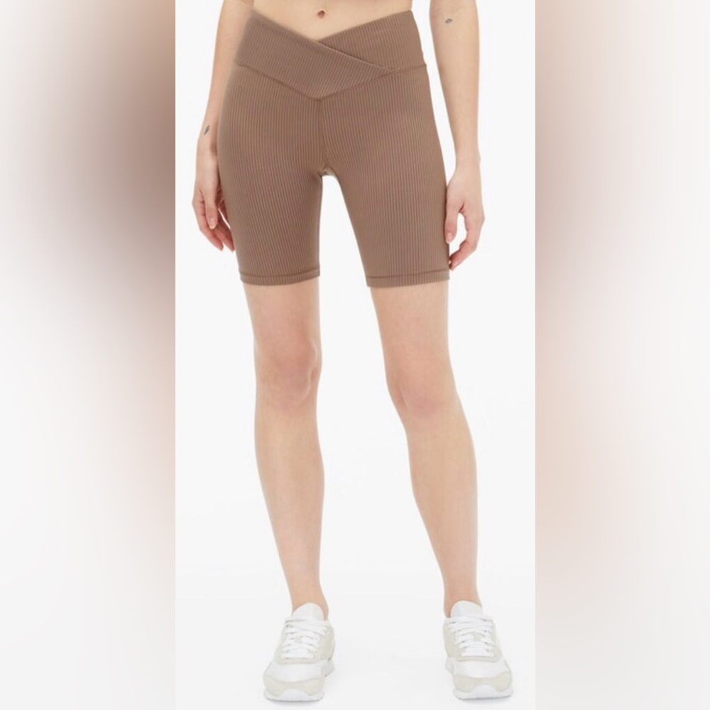 Aeropostale Women’s Ribbed High‑Rise Crossover Bike Shorts — XL